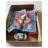 3 Comic Hankies, Vintage Domino Set & Misc.