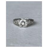 White Sapphire Engagement Ring