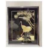 Vintage Hand Cut Painted Wheat on Silk Art