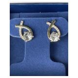 White Sapphire Ornate Large Solitaire Earrings