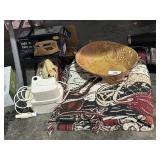 Metal Fruit Bowl, Blanket & Irons