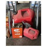 Eagle Metal Gas Can & 2 Plastic Gas Cans