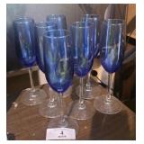 7 Piece Vina Blue Champagne Flutes