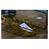 Vintage Amber Glass Relish Bowl