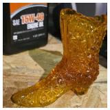 Vintage Fenton Amber Glass Boot