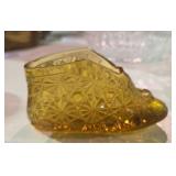 Vintage Amber Glass Shoe