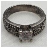 Sterling Silver solitaire Marcasite Ring