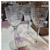 Crystal Etched Stem Wine Glasses