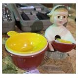 Vintage Ceramic Dutch Girl Measuring Cup Holder