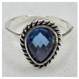 Pear Shape Blue Stone Dinner Ring