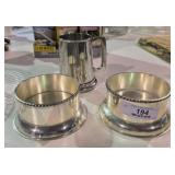 Pewter Mug & 2 Pewter Bottleholders