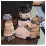 Porcelain Snowmen, Boy & Girl