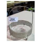 Silver Relish Dish Holder & Dish