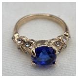 Ornate Sapphire Quartz Estate Ring