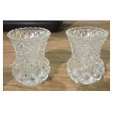 Vintage Clear Cut Glass Toothpick Holders
