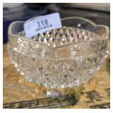 Vintage Indiana Glass Diamond Point Footed Bowl