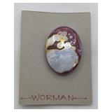 Vintage Hand Painted Brooch