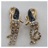 Vintage Enamel & Rhinestone Earrings