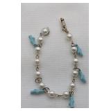 Turquoise & Pearl Vintage Bracelet