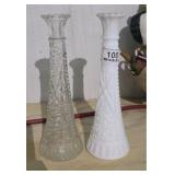 Vintage Milk Glass & Clear Glass Flower Vase