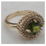 Elegant Green Quartz Dinner Ring