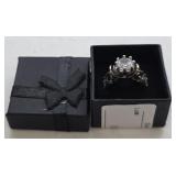 Large White Sapphire Engagement Ring