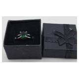 Large Green Stone Solitaire Ring