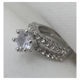 Large Beautiful White Sapphire Engagement Ring