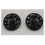 Black Austrian Crystal Vintage Earrings