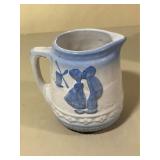 Blue & White Dutch Boy & Girl Stoneware Pitcher