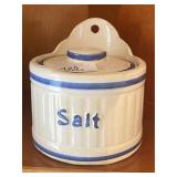 Blue & White Banded Salt Box