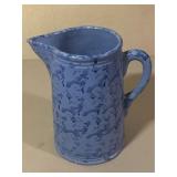 Blue on Blue Spongeware Pitcher