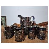 Dugan-Diamond Carnival Glass Water Set & Spooner