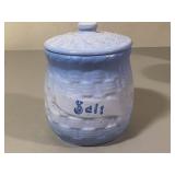 Salt Blue & White Stoneware Cannister