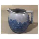 Deer Hunting Blue & White Stoneware Pitcher