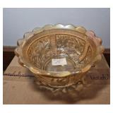Intaglio Daisy Carnival Glass Bowl
