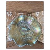 Northwood Ice Blue Peacock Carnival Glass Bowl