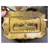 Vintage Goofus Glass "Last Supper" Tray