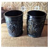 Two Dugan Vineyard Carnival Glass Tumblers