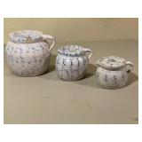 3 Spongeware Pitchers with Lids