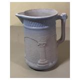Blue & White Stoneware Column & Arches Pitcher
