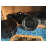 Set of Black Cloverleaf Dishes