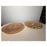 Two Carnival Glass Ftd Shallow Dishes