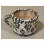 Blue & White Floral Stoneware Shave Mug