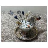 Hair Pins in Nippon China Hat Pin Holder