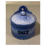 Blue & White Stoneware Salt Box
