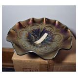 Dugan Flowers & Frames Carnival Glass Bowl