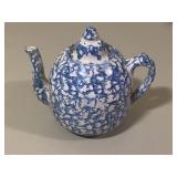 Blue & White Spongeware Tea Pot