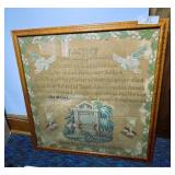 Large Framed Hand Stitched Sampler