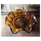 Grape Pattern Carnival Glass Bowl